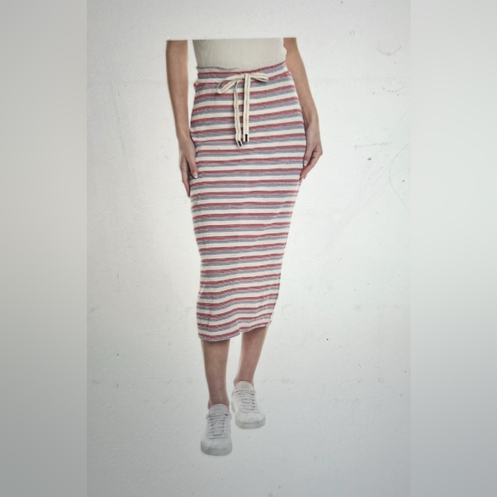 Stateside Gray and White Maxi Pencil Skirt Casual